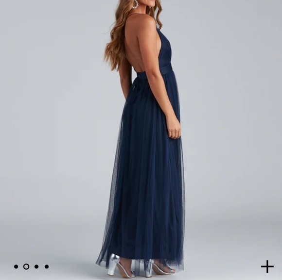 Windsor Elizabeth Pleated Tulle Maxi Dress - Picture 2 of 13